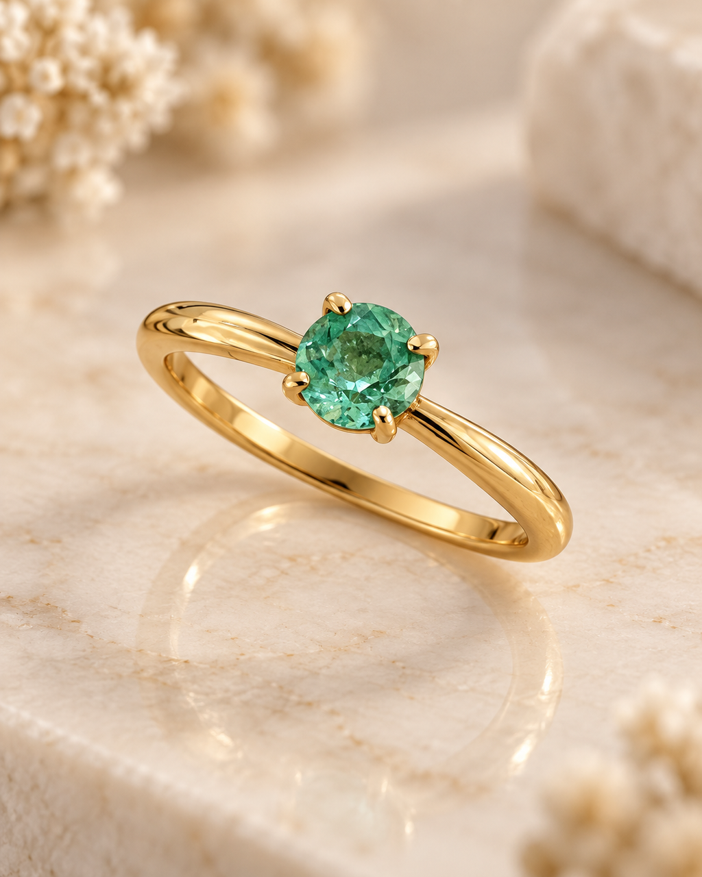 Anillo de oro 18k con esmeralda natural