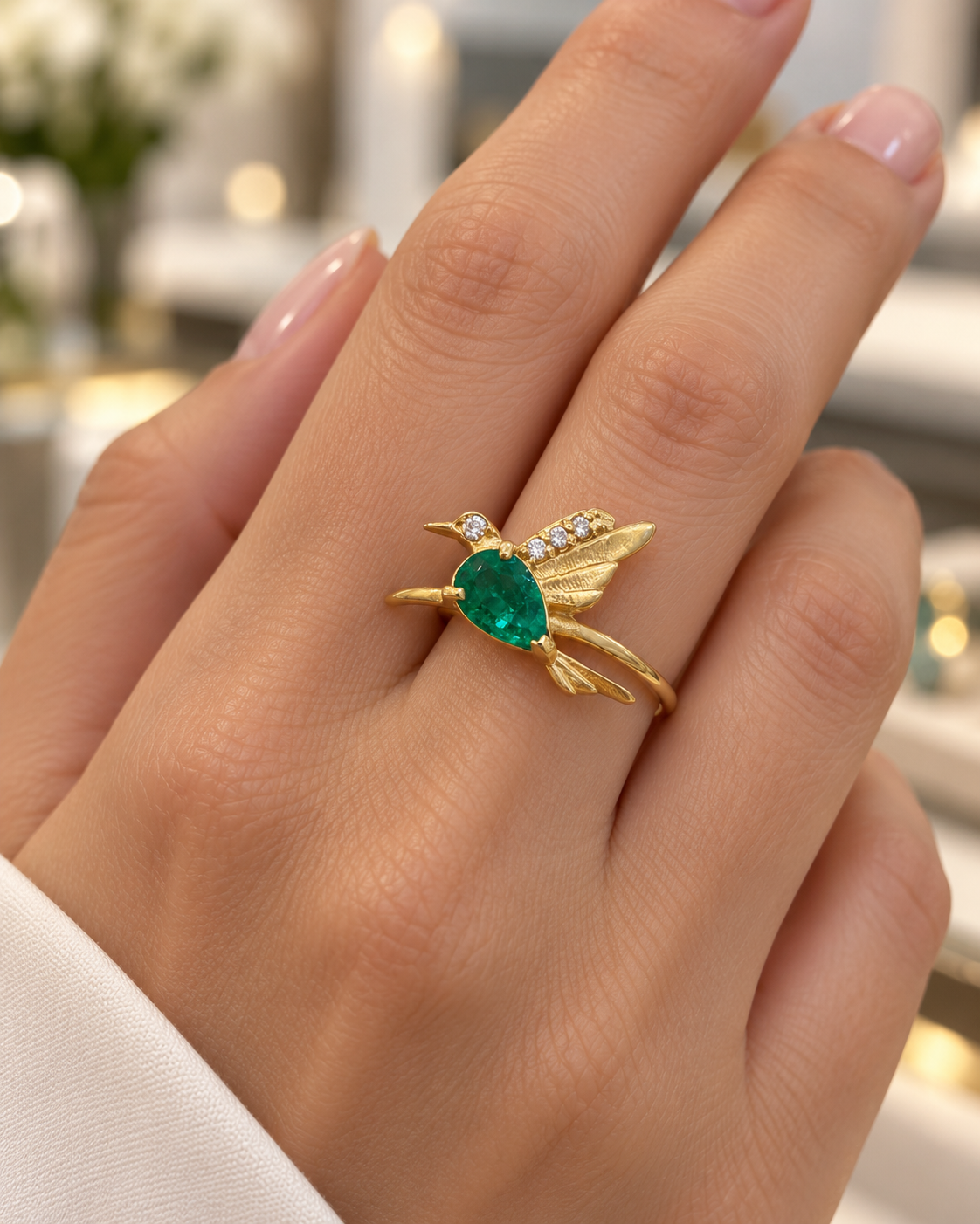 Anillo oro 18k colibrí